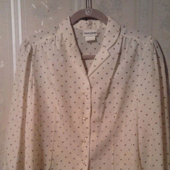 *PanTree Tailored Silky Cream Print Blouse - Picture 1 of 8